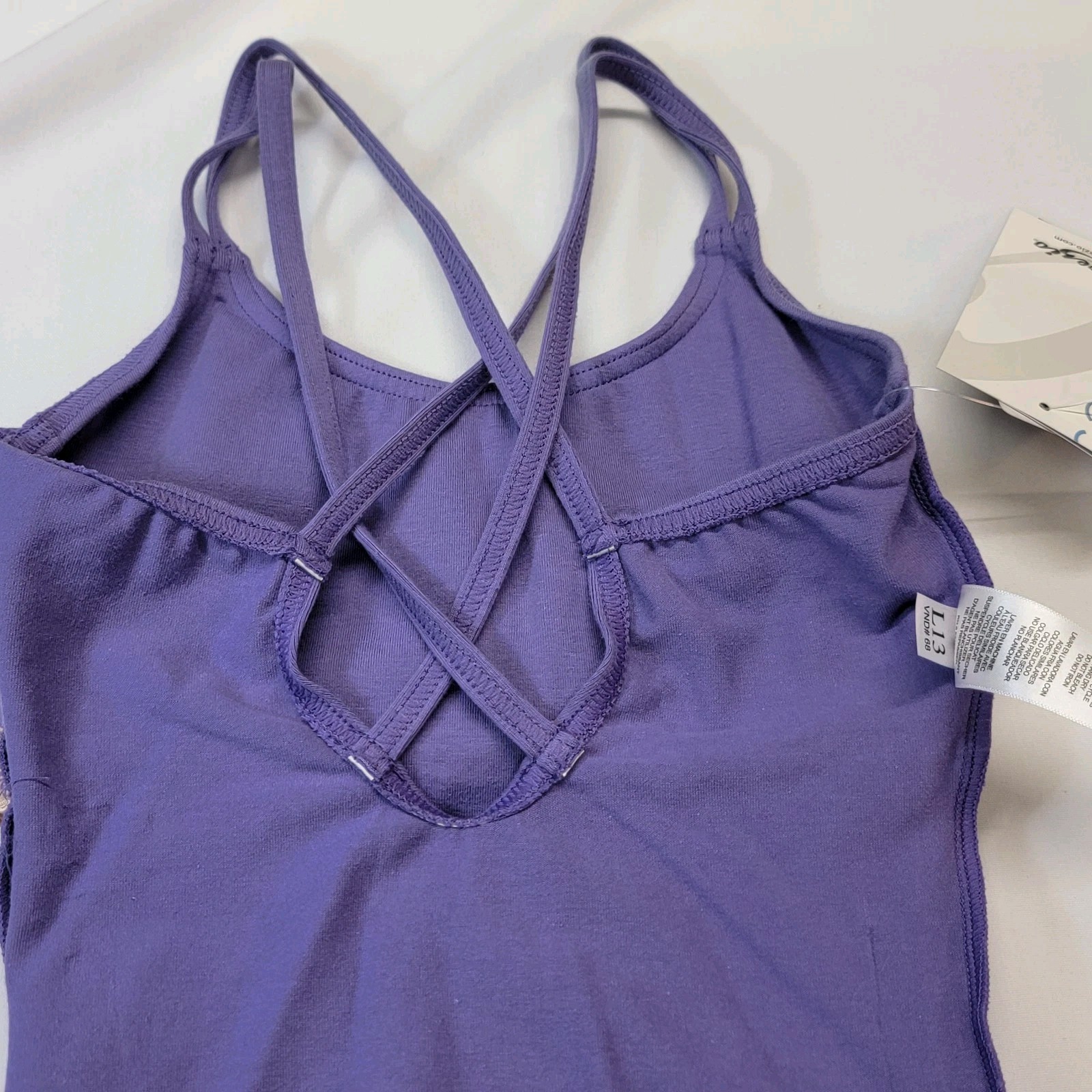Capezio Double Strap Cami Leotard Purple Spaghetti Straps Criss-Cross Back SZ XS