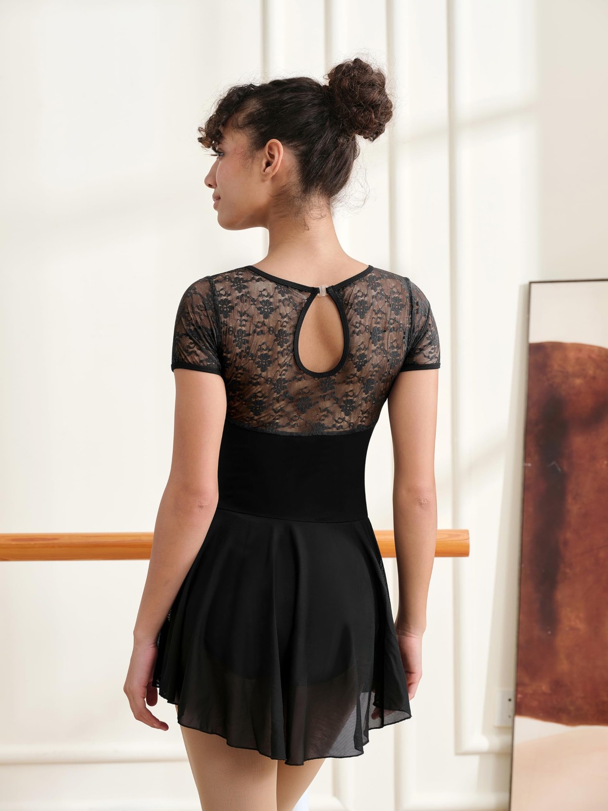 Women Dance Ballet Leotard with Skirt,Adult Lace Short Sleeve Ballerina Dance…