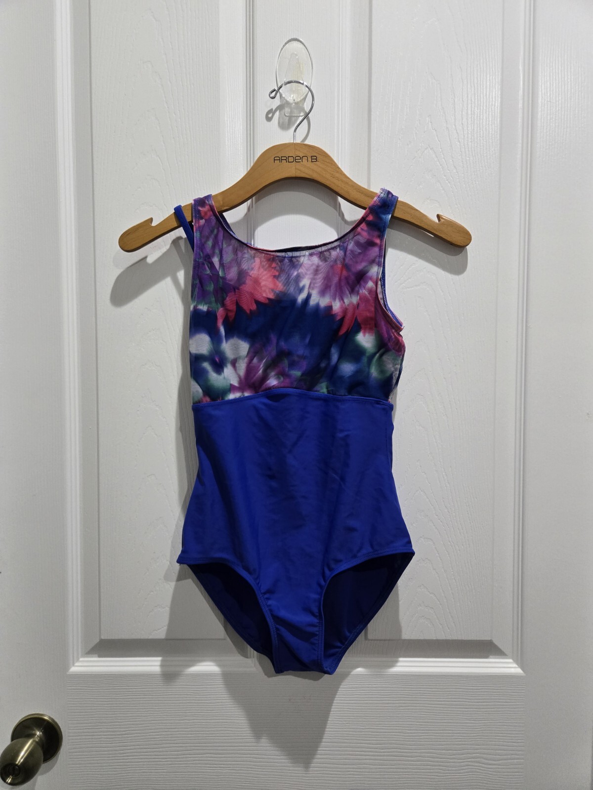 Plume Blue floral Mesh Tank Leotard Blue bottom multicolor top Size: AS