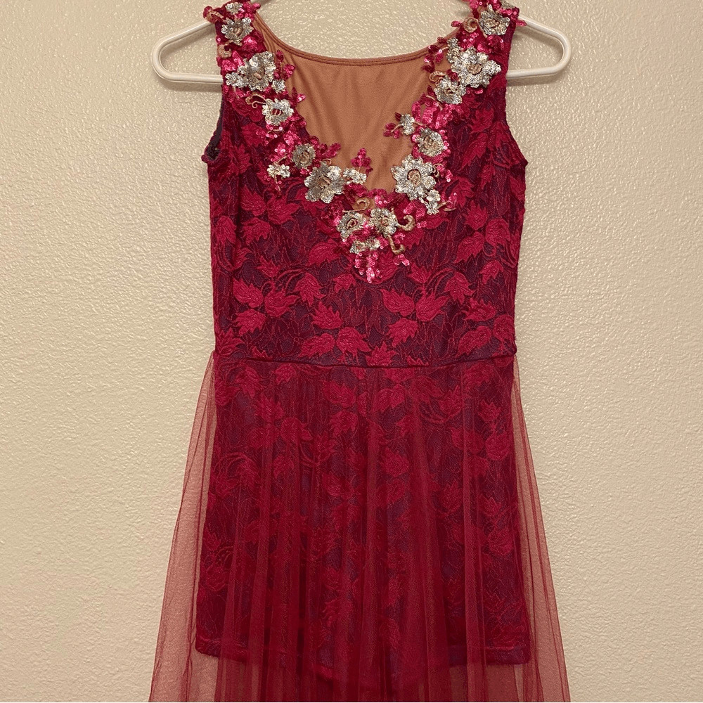 Curtain Call Dance Costume lyrical hot pink lace dress R625 adult med. AME