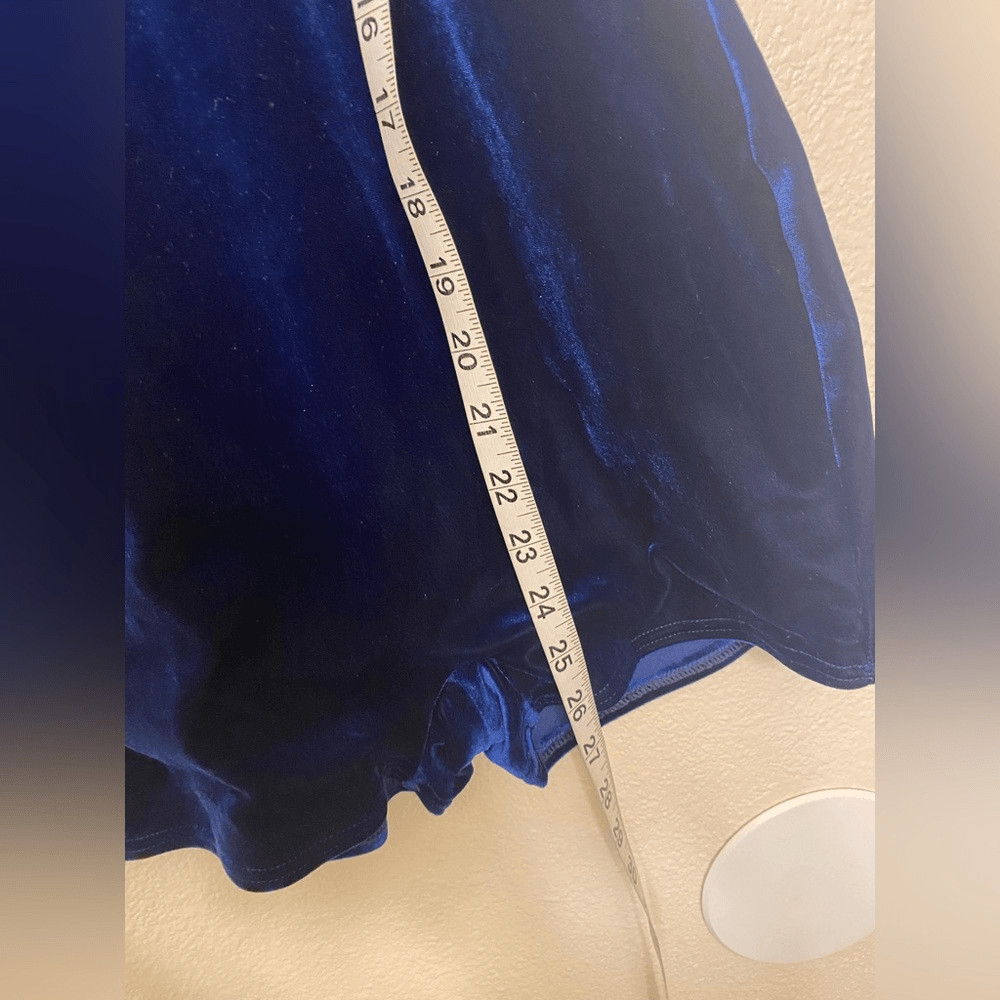 Blue Velvet solo Dance Costume modest custom rhinestoned SA-Small adult