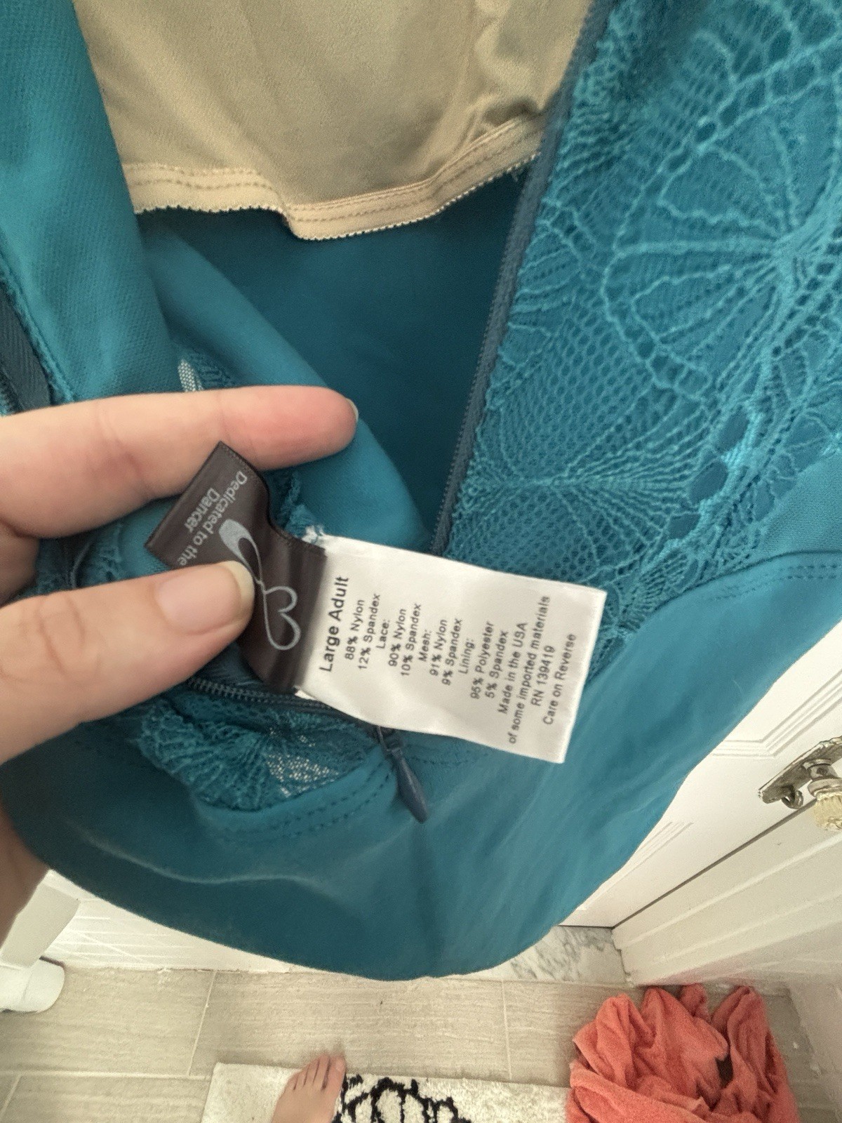 Suffolk Adult Large Leotard Teal Lace Back