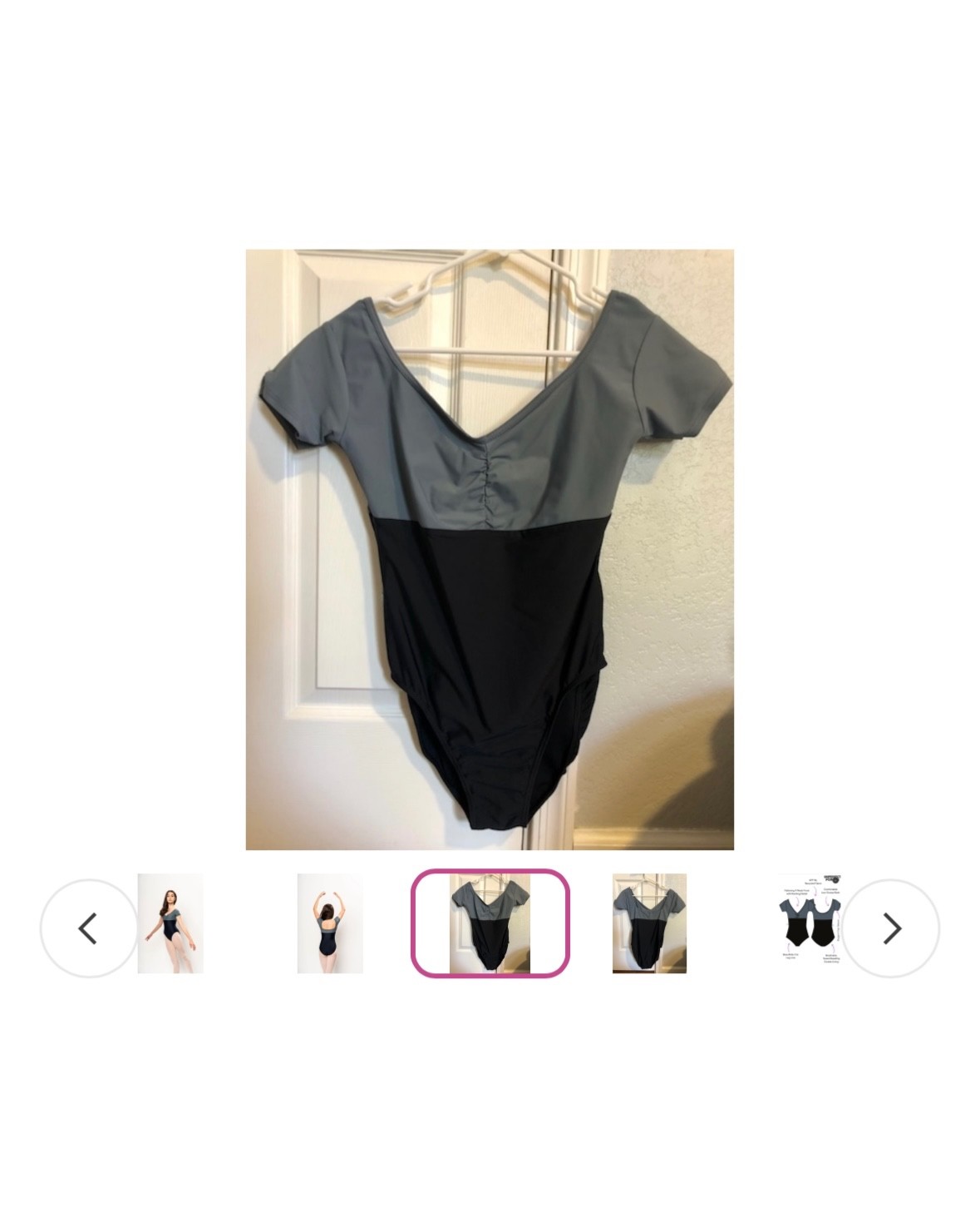 Imperfect Pointes Leotard| Large| Black and Grey| EUC
