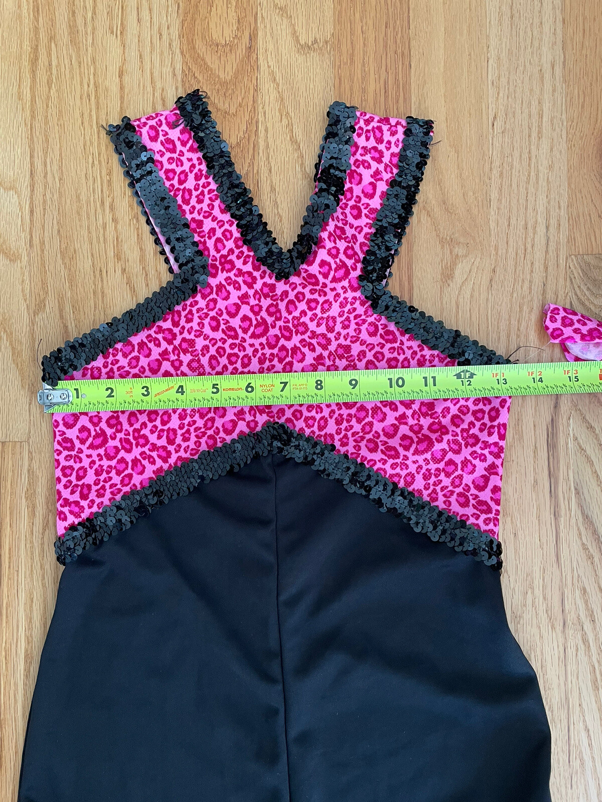 VTG Curtain Call Costumes Child-XL Leopard Hot Pink & Black Unitard Performance