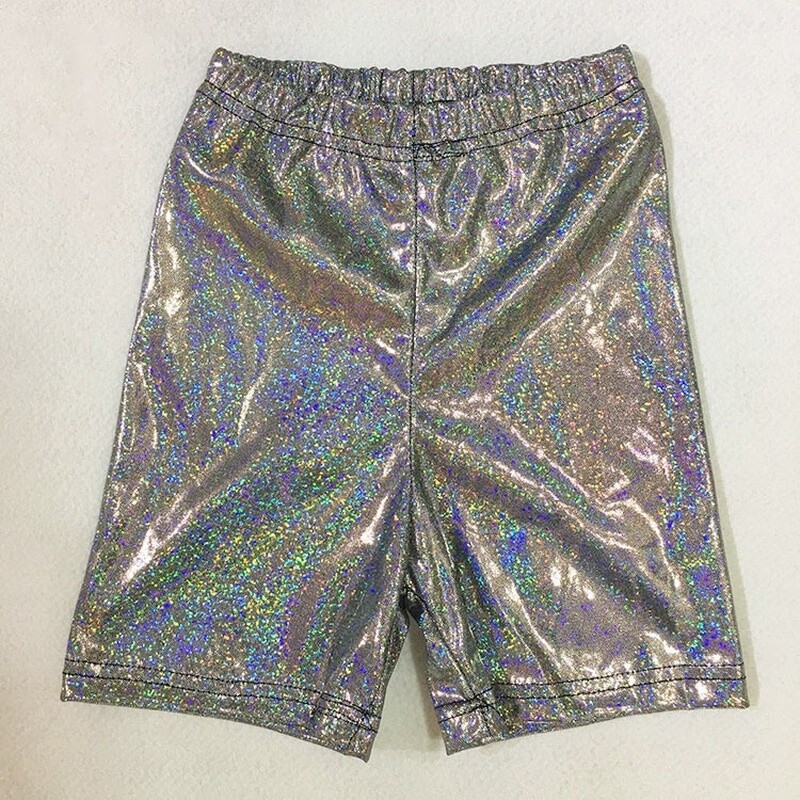 Women Shiny Shorts Pants Trousers Dancewear Costume Disco Glitter Holographic
