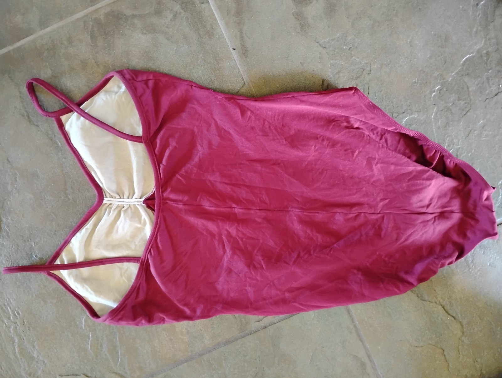 Burgundy Spaghetti Strapped v-neck Ballet Leotard womens size Large