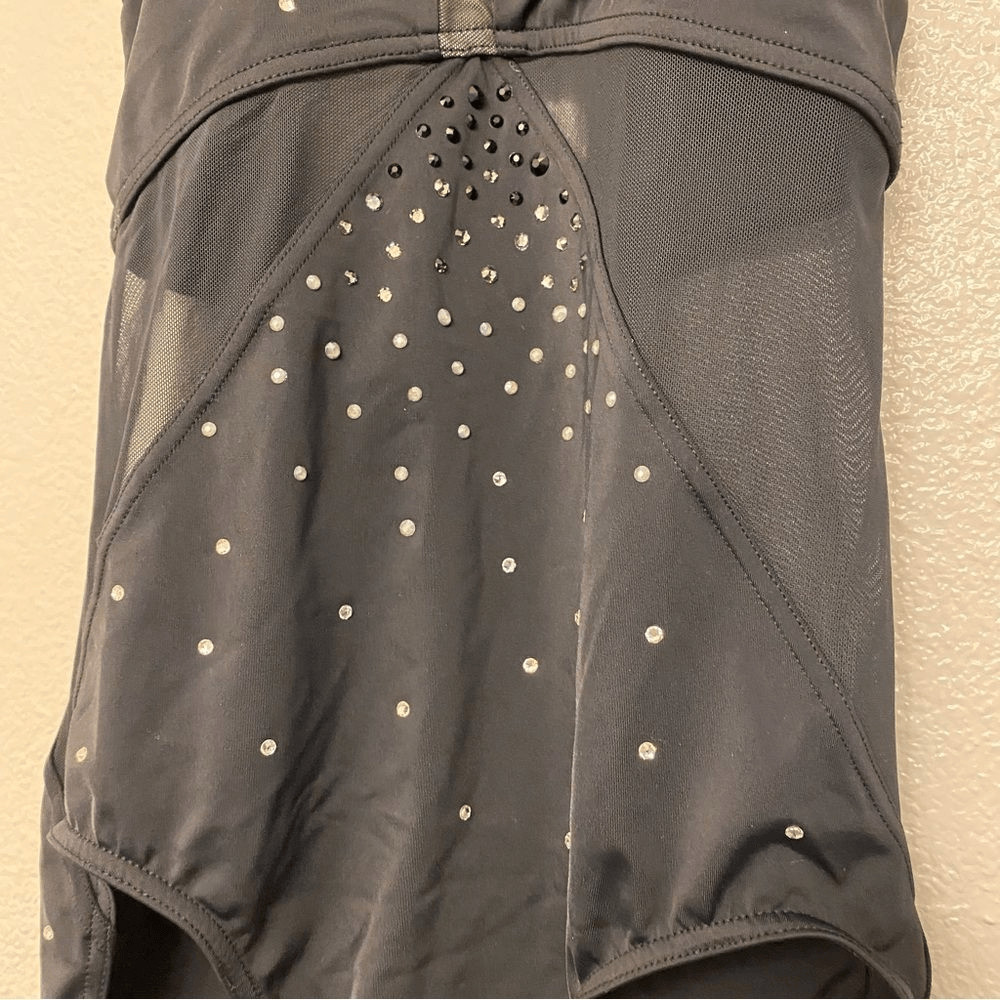 WEISSMAN Ivy Sky Swarovski Crystal Dance Costume black rhineston MT10716 SA
