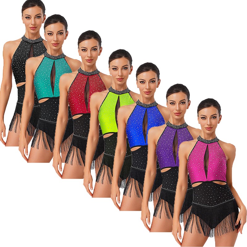 US Womens Bodysuit Sleeveless Dancewear Nightclub Dress Party Jazz Performance