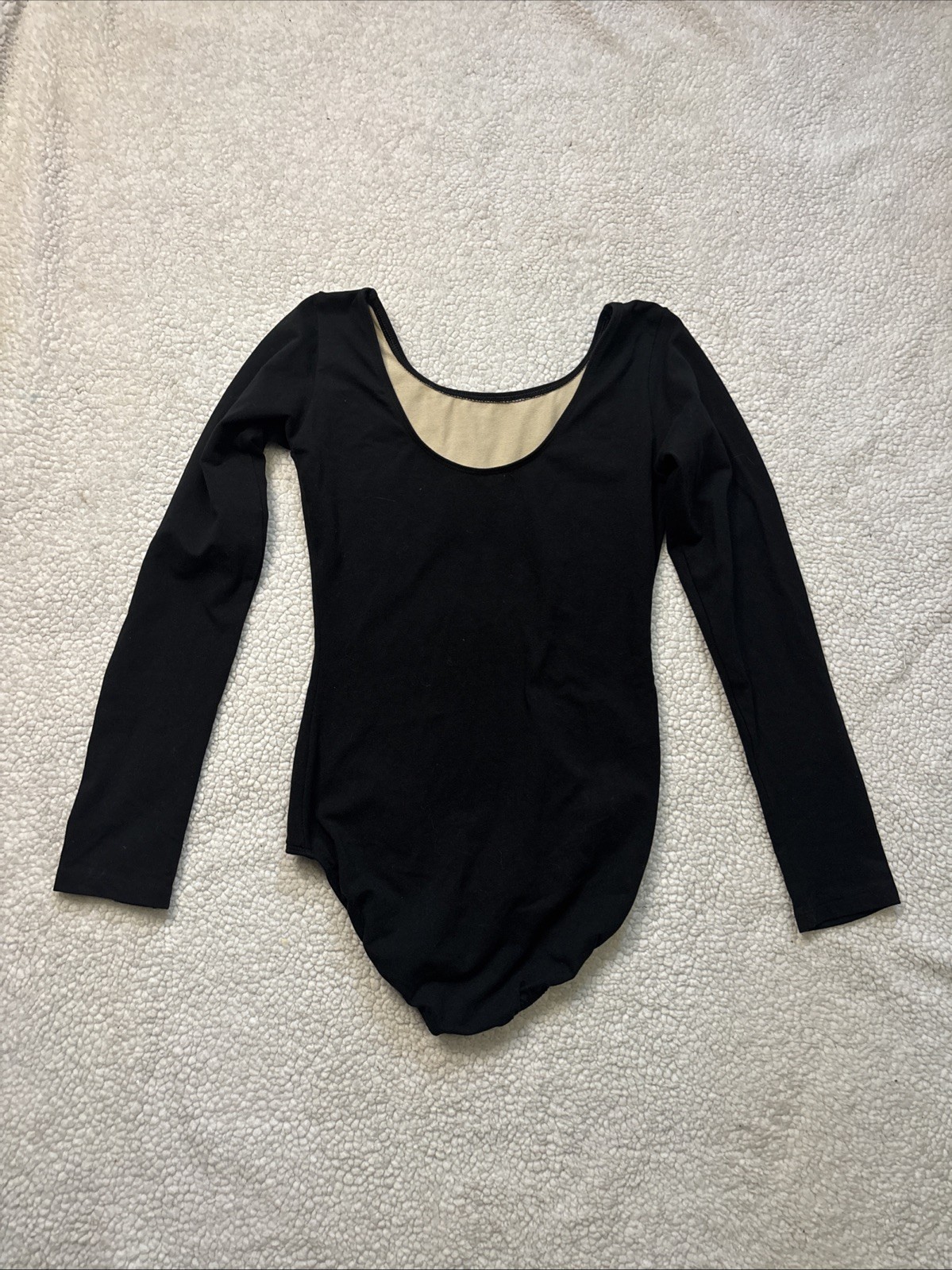 Eurotard Leotard Adult L Black Long Sleeve Scoop Neck Nylon Spandex