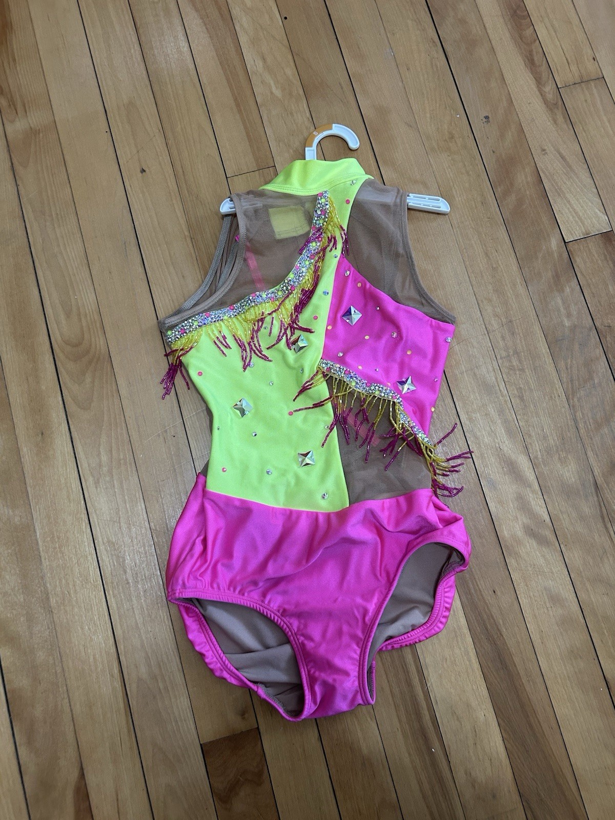 Patrick J dance Solo neon pink yellow leotard bedazzled AXS