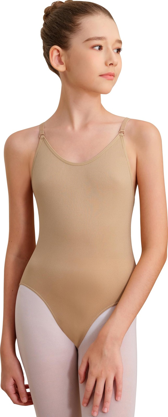 Tegmk Women and Girls Seamless Nude Leotard Camisole 6-9Years,