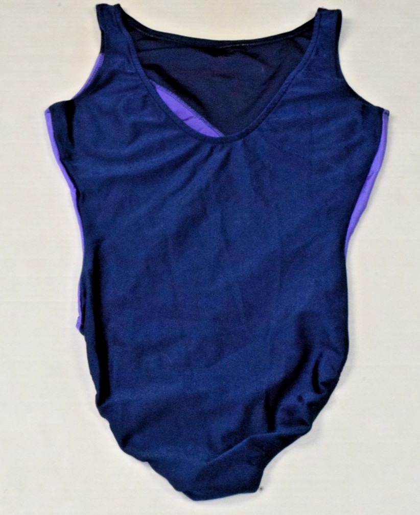 Vintage Leotard Flexatard Gilda Marx 70s Violet Navy Diagonal Shimmer Made USA