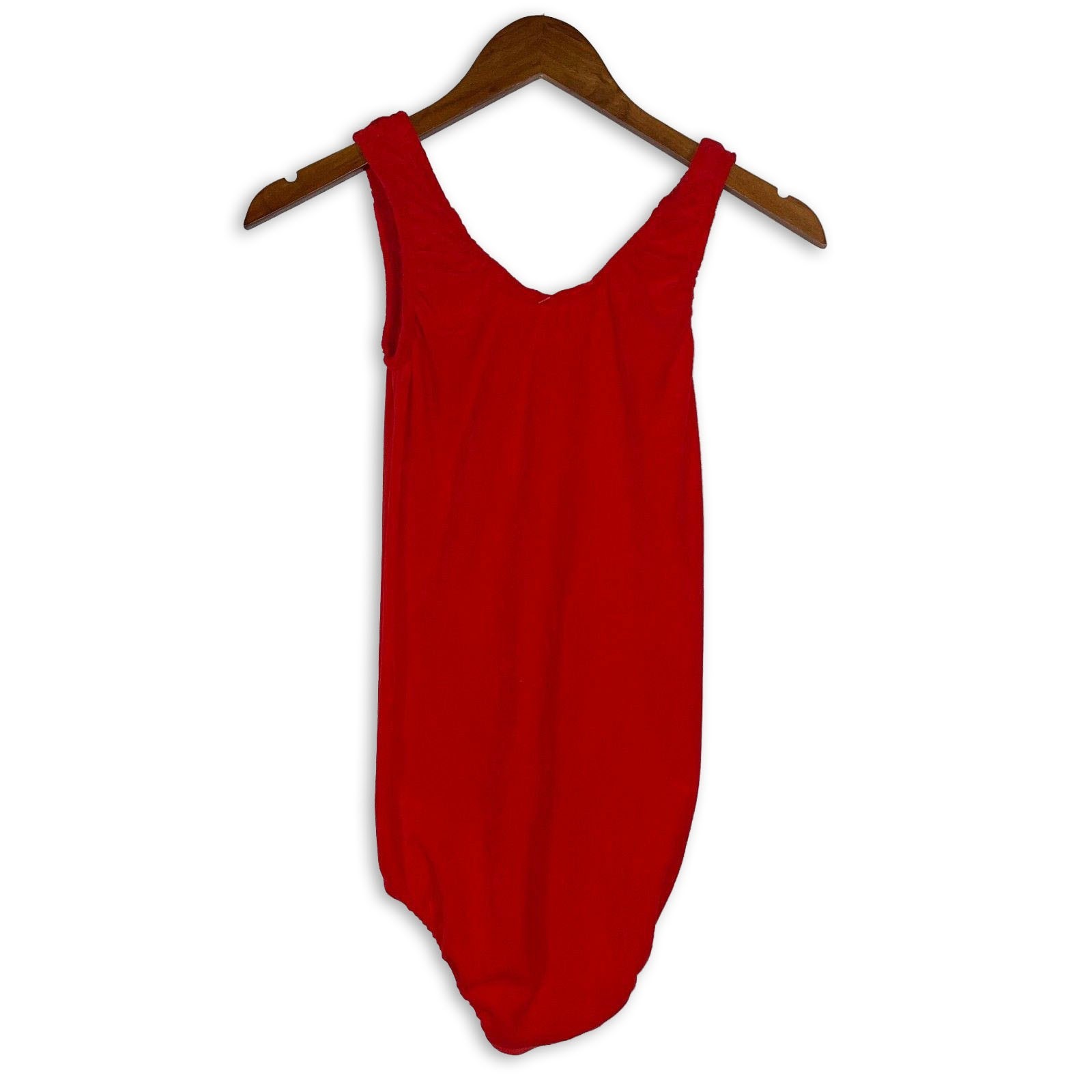 Vintage NWT Deadstock Bright Red Terrycloth Leotard Bodysuit Medium 80s 90s