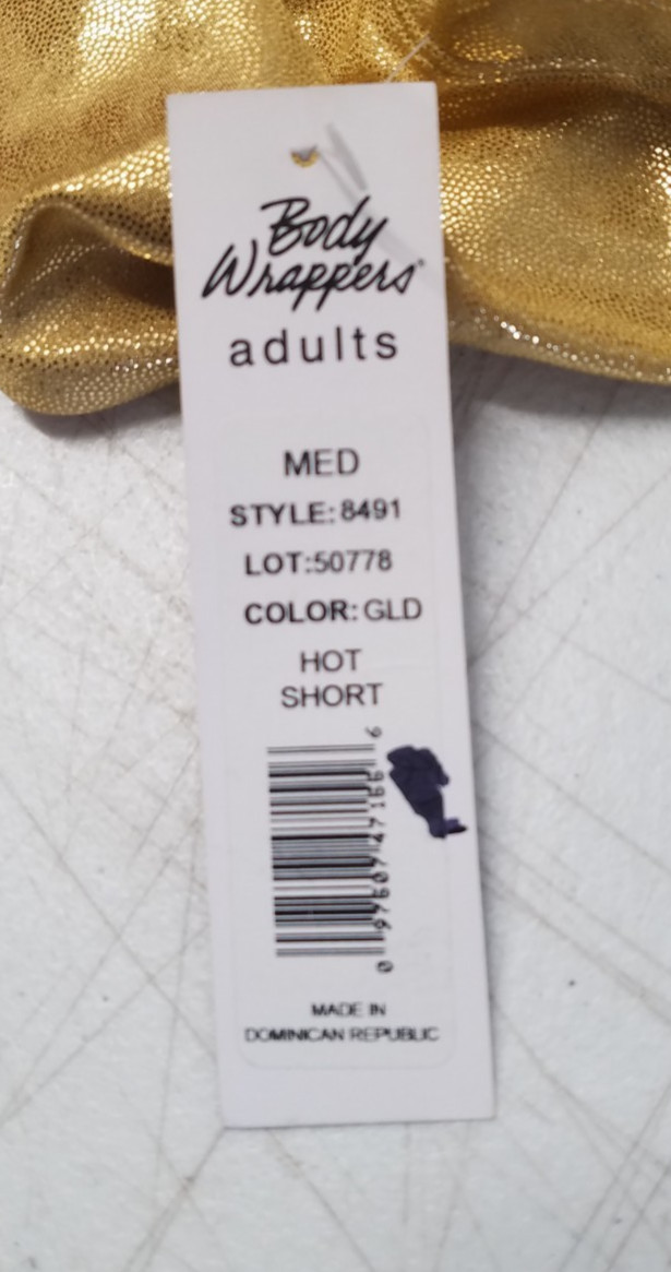 Body Wrappers Dance Gymnastics Hot Shorts Style 8491 Adult Medium Gold 5130
