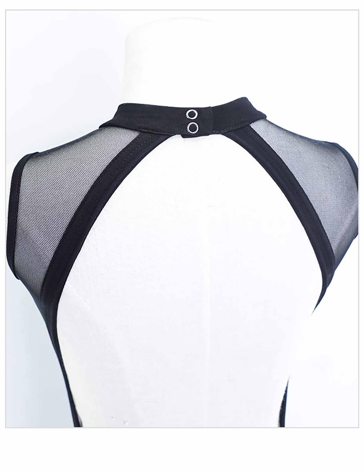 Sleeveless Black Teen Girls Ballet Leotards Cotton Mesh Dance Attire with Ope…