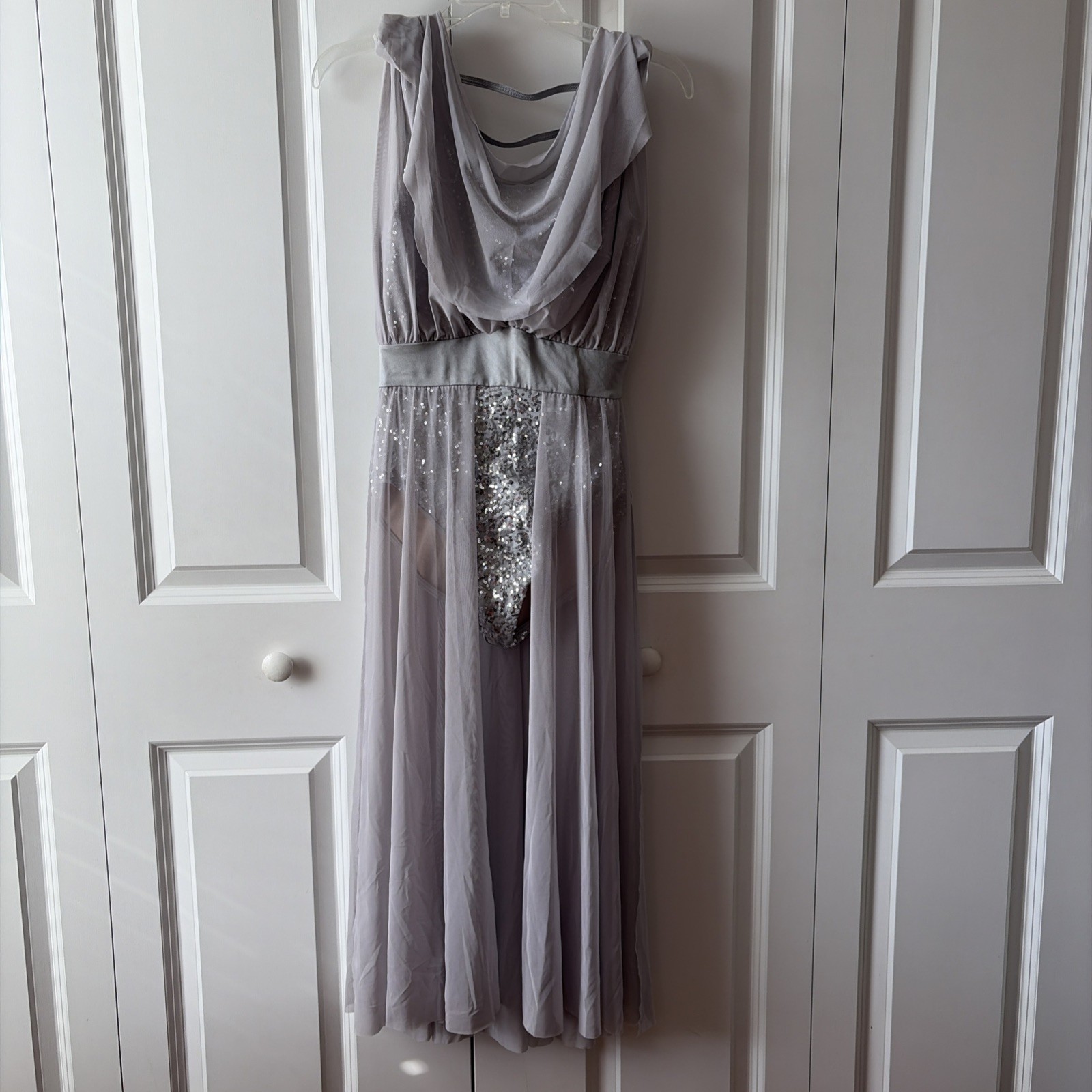 WEISSMAN Dance lyrical costume Silver Grey Dress MA Women’s Medium 8/10