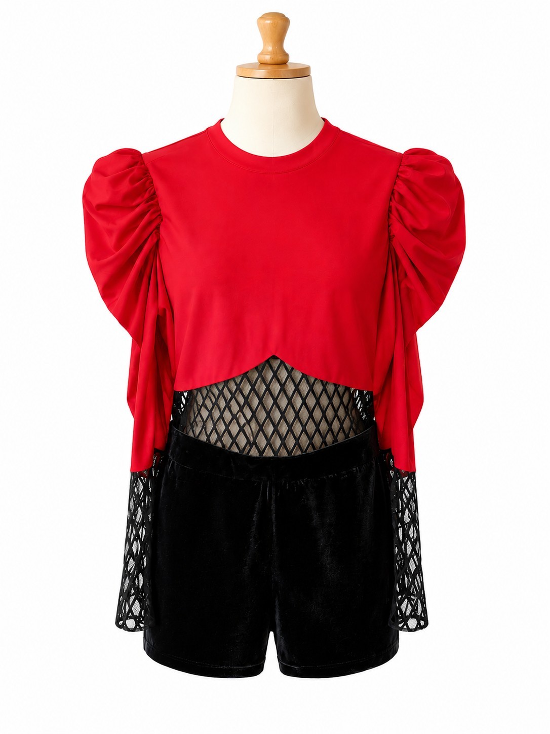 Revolution Dance Zero To Sixty Biketard Costume Red Black Velvet MA Adult Medium
