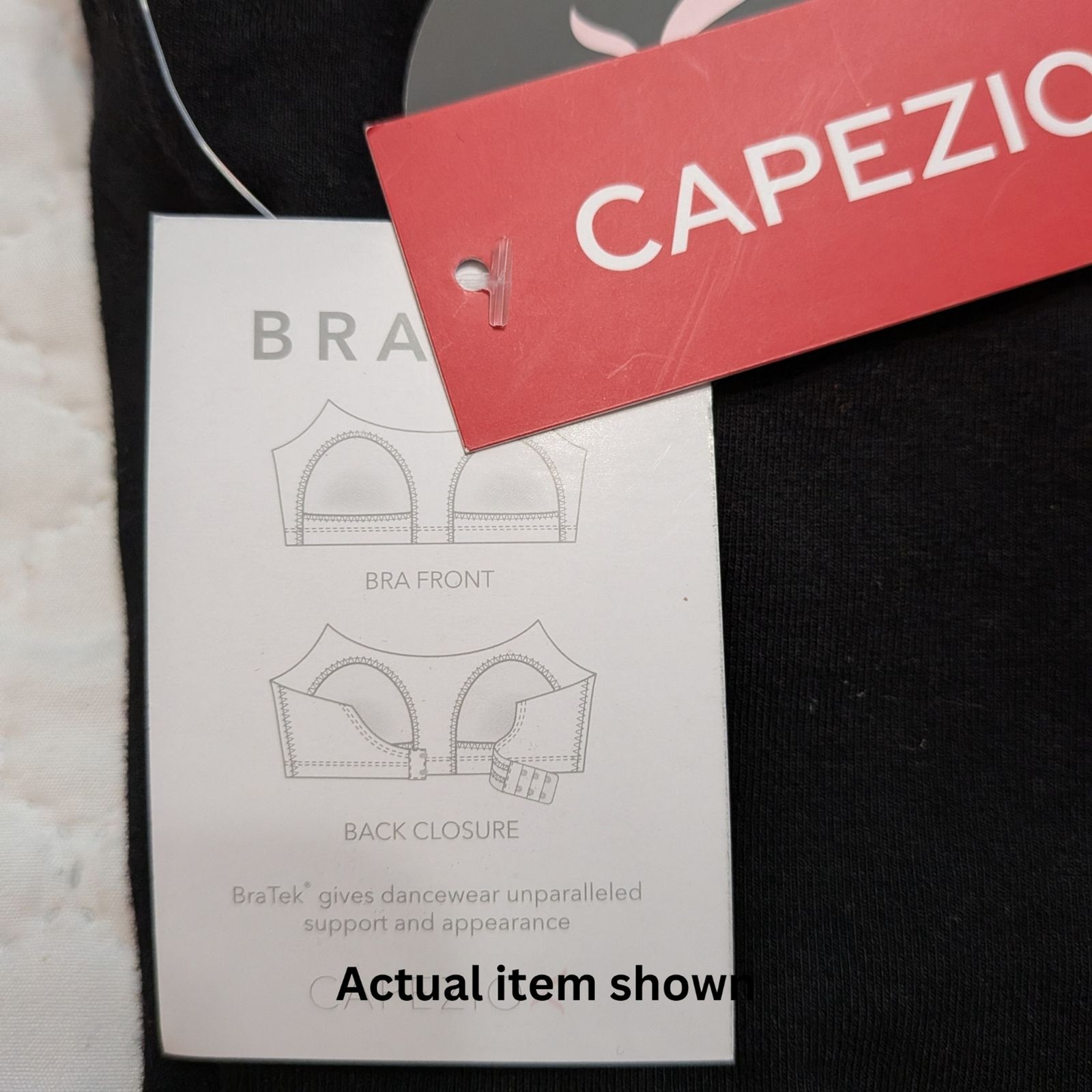 Capezio Womens XS Black Cami Leotard BraTek Built In Bra NWT CC110 Dancewear