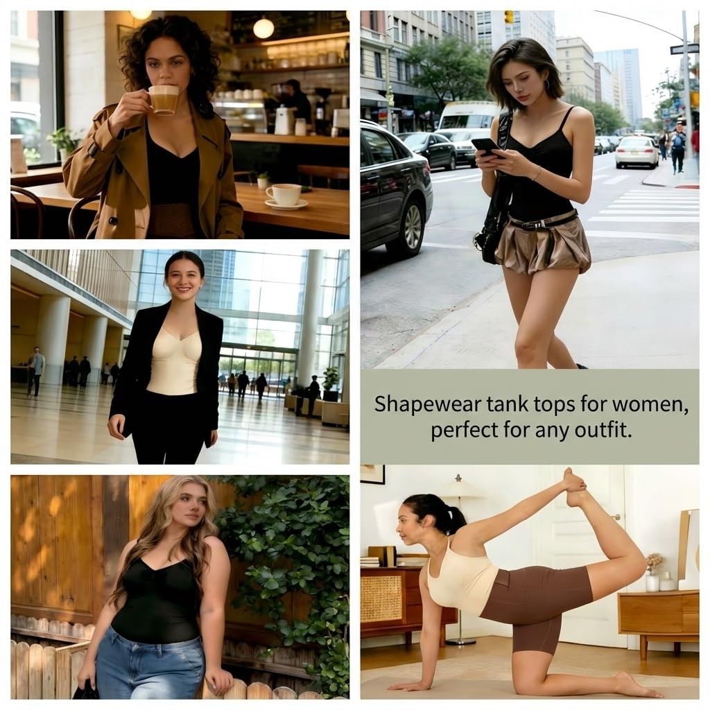 Compression Tank Tops for Women, High Shaping Scoop & V-Neck Cami, Shapewear …