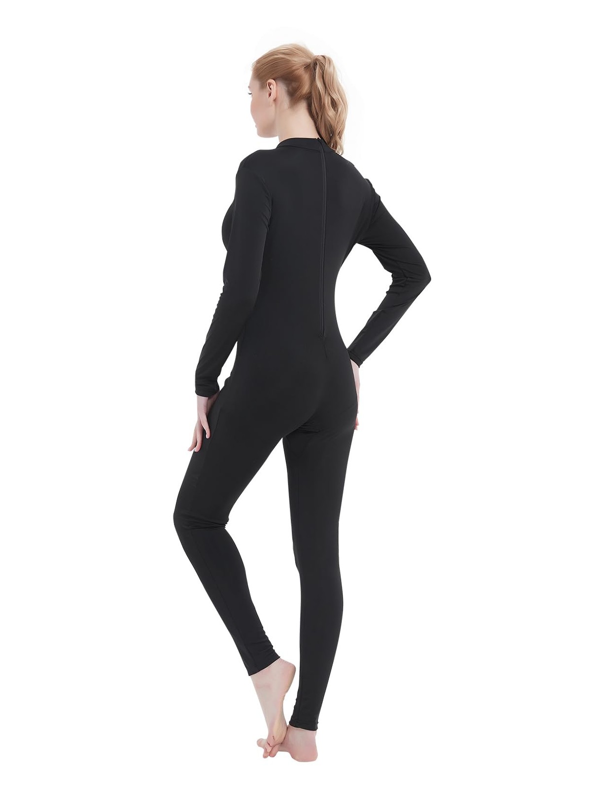 Women Unitard Dance Bodysuit Black High Neck Turtleneck Jumpsuit Dancer Leota…