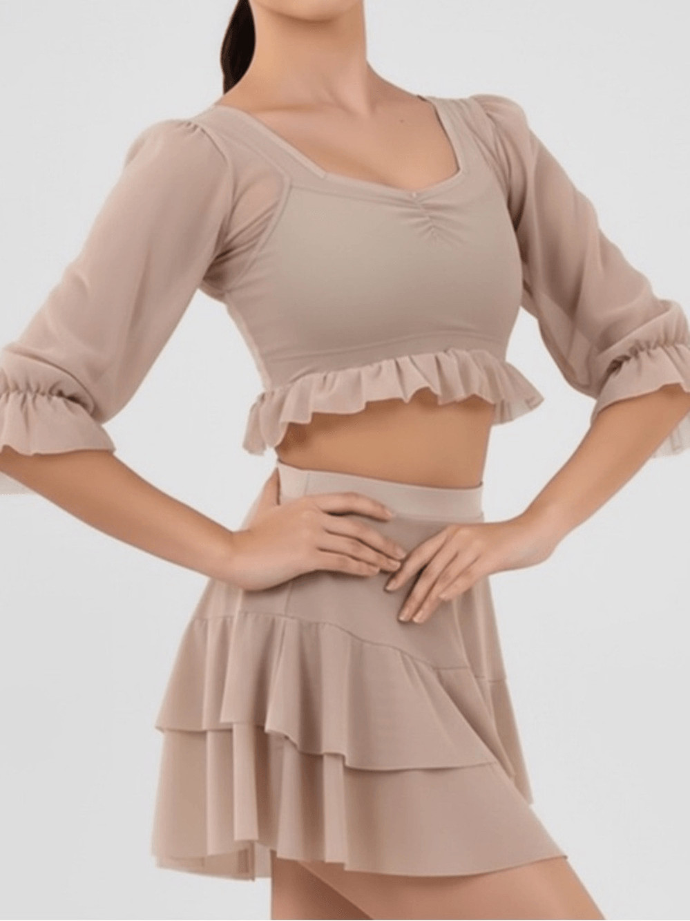 Weissman Balera dance tan nude illusion convention 2 piece 17134 17176 MA adult