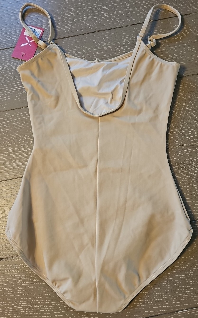 NWT Capezio LARGE Nude Leotard Bodysuit Adjust Strap TB1420