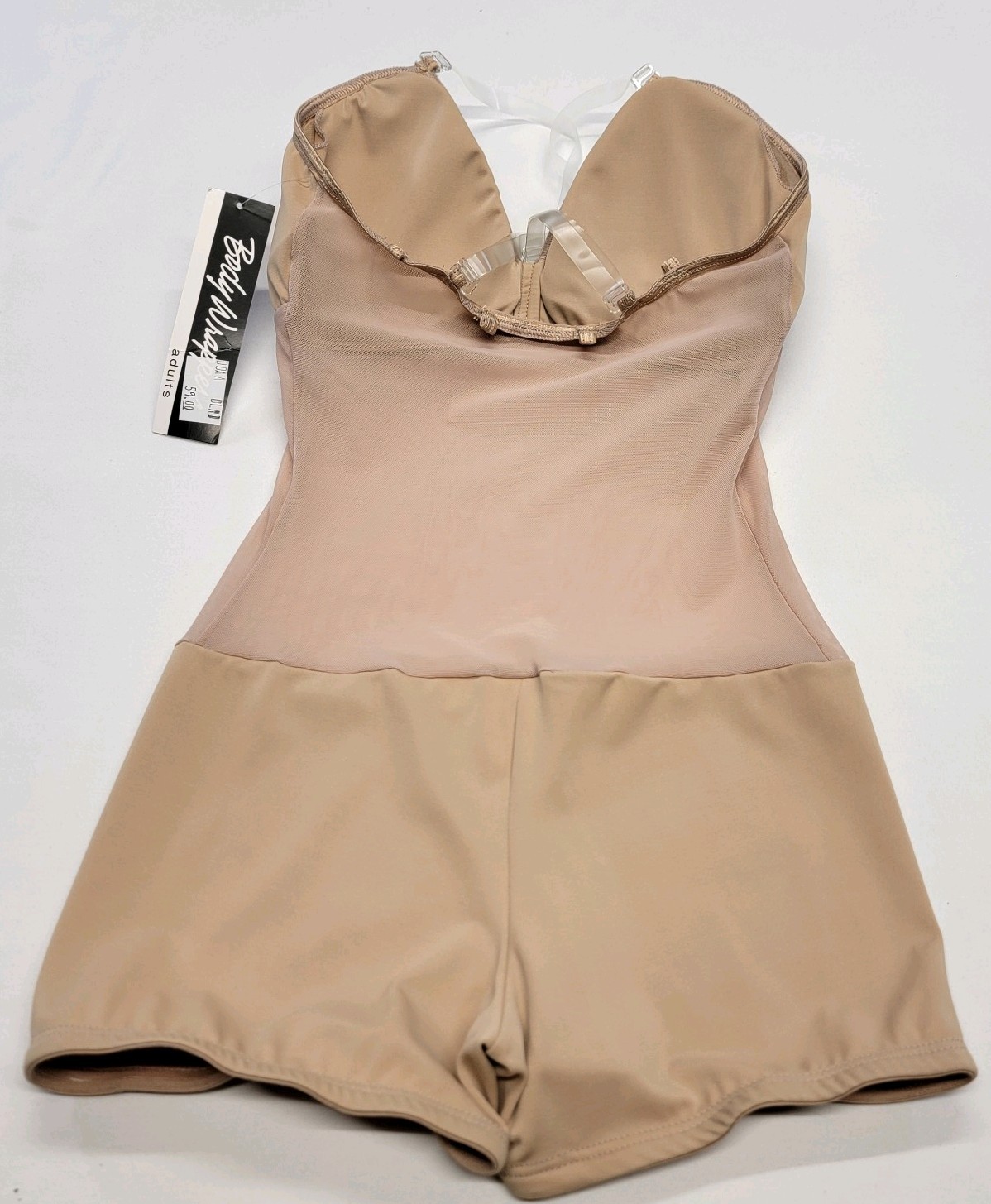Body Wrappers Camisole Convertible Biketard Beige PowerMesh Midsection SZ MA