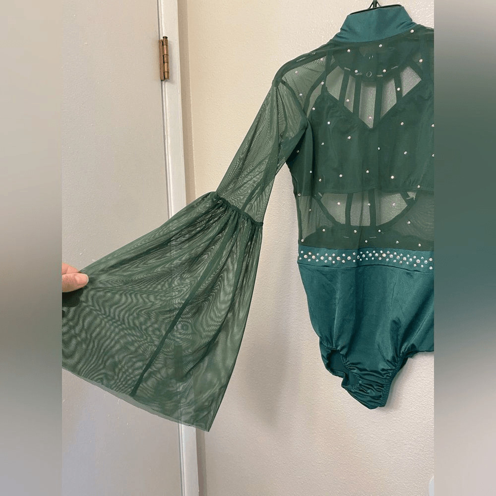 Kelle Dance competition costume solo green mesh lyrical contemporary MA adult