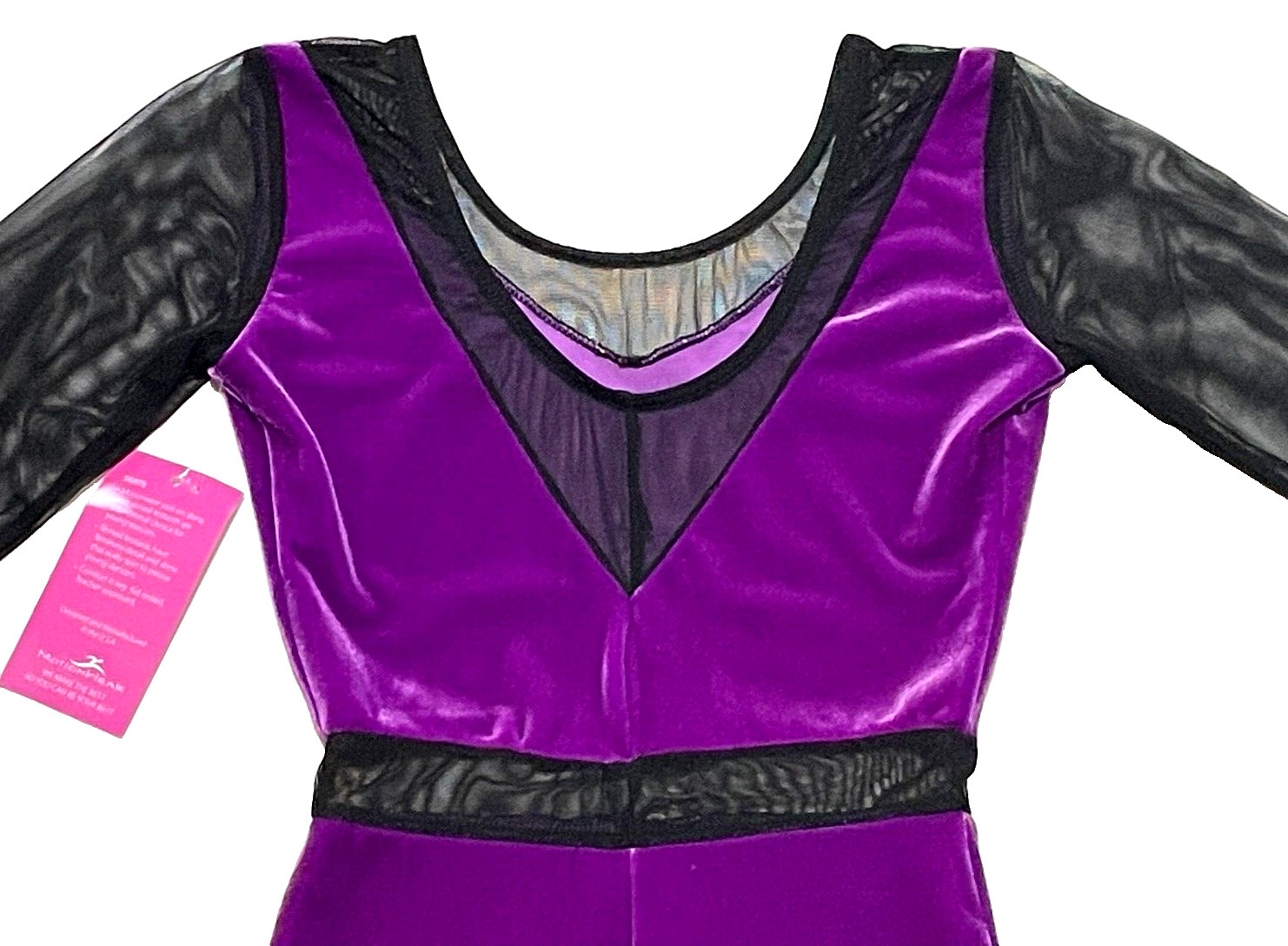 Motionwear Velvet Biketard Bodysuit Unitard Mesh LS Competition Duet New Women S