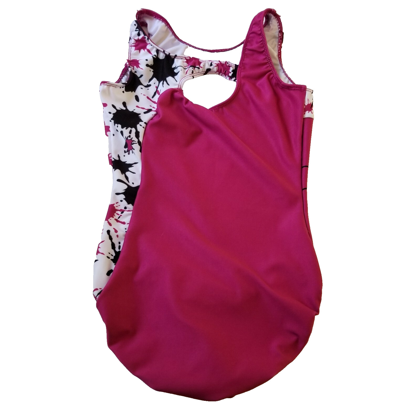 Motionwear Dance Leotard Womens Petite PA Dark Pink Black White Splash ACM Logo