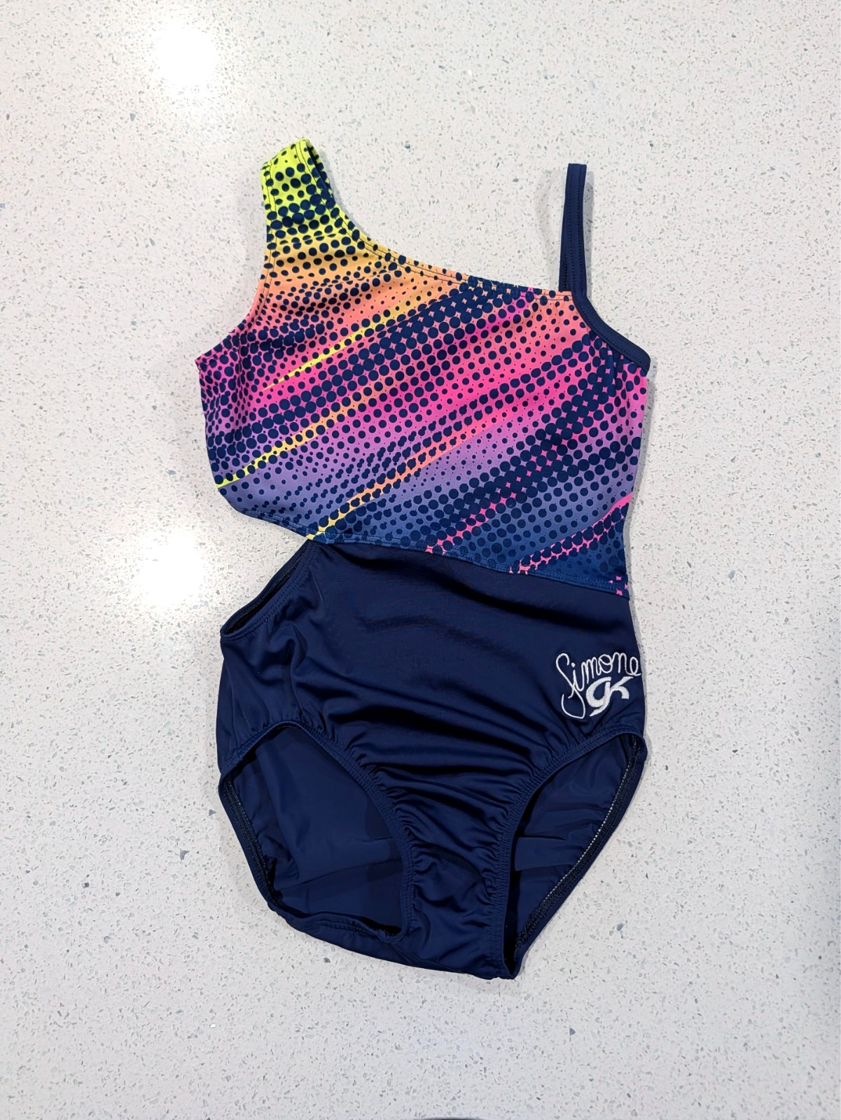 GREAT GK Elite AXS Extra Small SIMONE BILES Gymnastics Dance Leotard Asymmetric