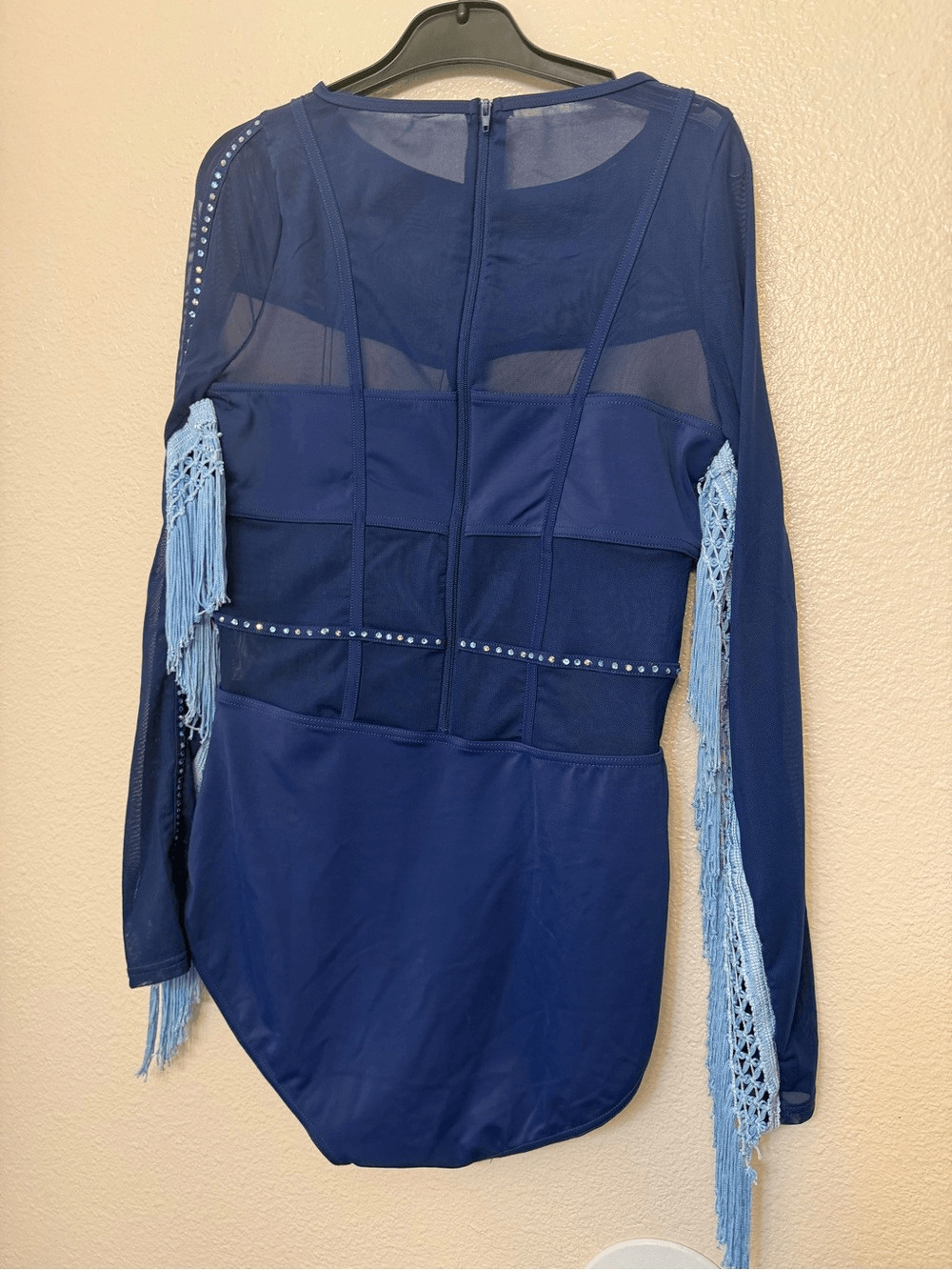 WEISSMAN solo custom illusion Dance Costume navy blue caged leotard MT10574 LA