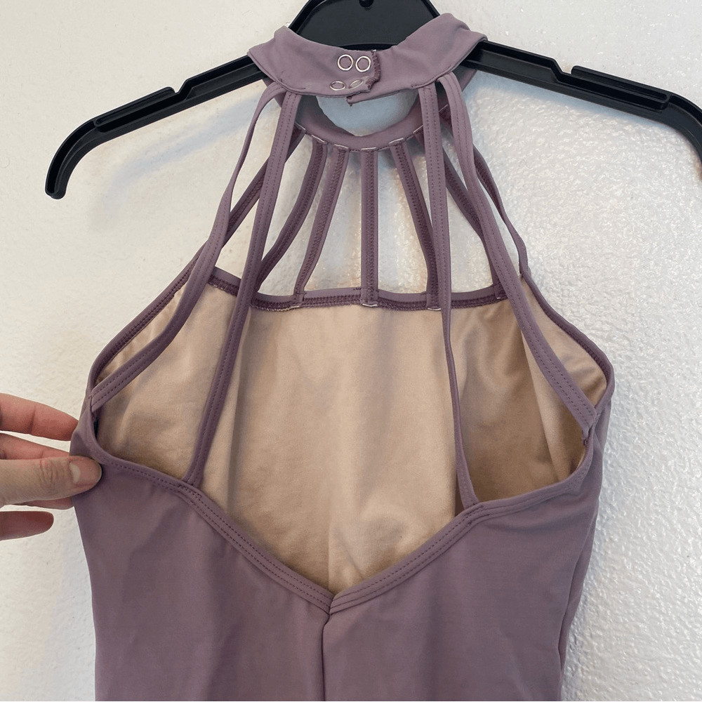 Weissman Balera dance costume lavender mauve Strappy Draped leotard SA adult