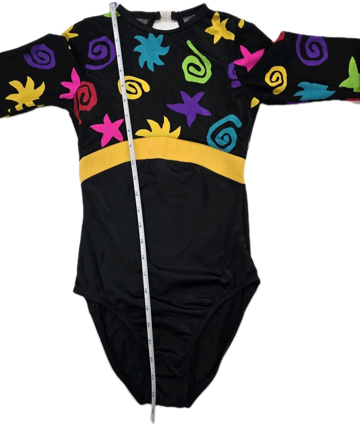 Body Wrappers Vintage 80s Open Back LS Colorful Leotard Dance Preteen Adult XS/S