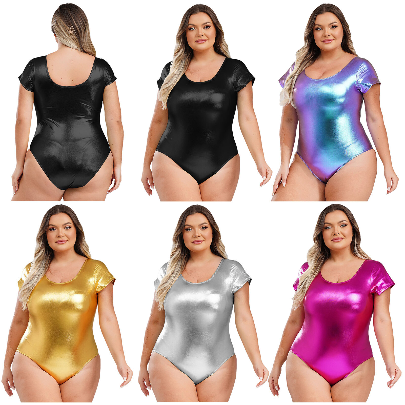 Women Bodysuit One-piece Leotard Glossy Romper Exercise Unitards Gymnastic Yoga