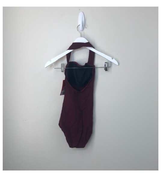 Capezio Women Sleeveless Halter Neck W/ Scoop Back Leotard Top Maroon S,$45 NWT
