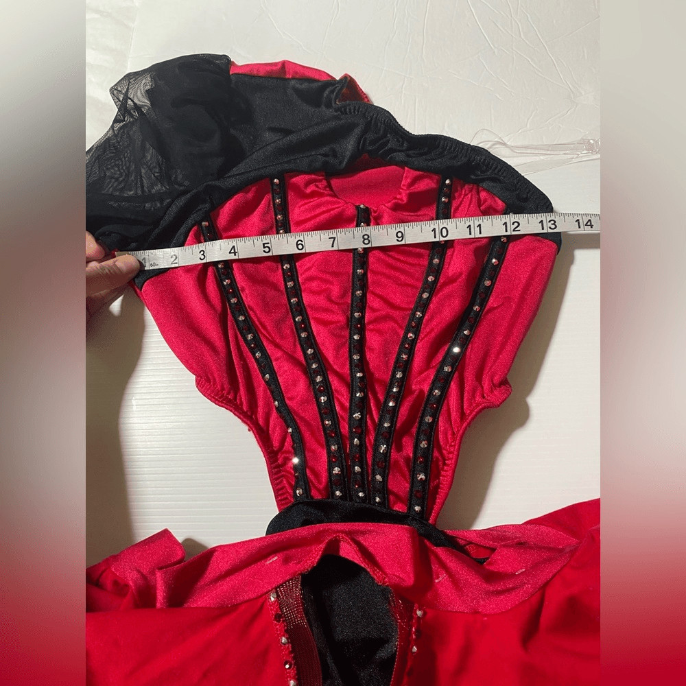 Kelle dance costume black red leotard skirt 2 piece CHASING STARS 5341 MA adult