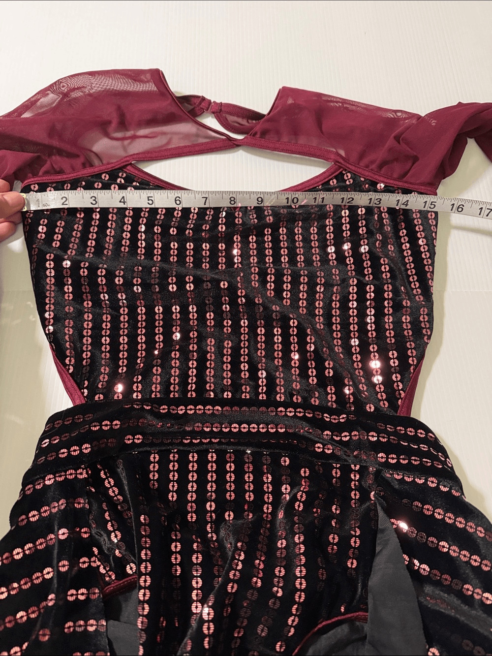 Weissman Elite dance costume burgundy red velvet Need You Tonight D11810 MA