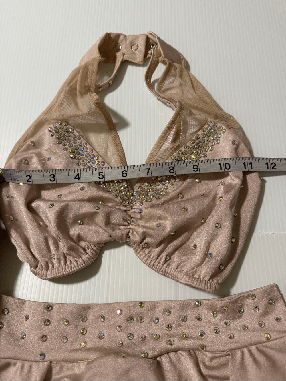 Kelle dance solo costume blush pink 2 piece rhinestone lyrical SA-Small adult