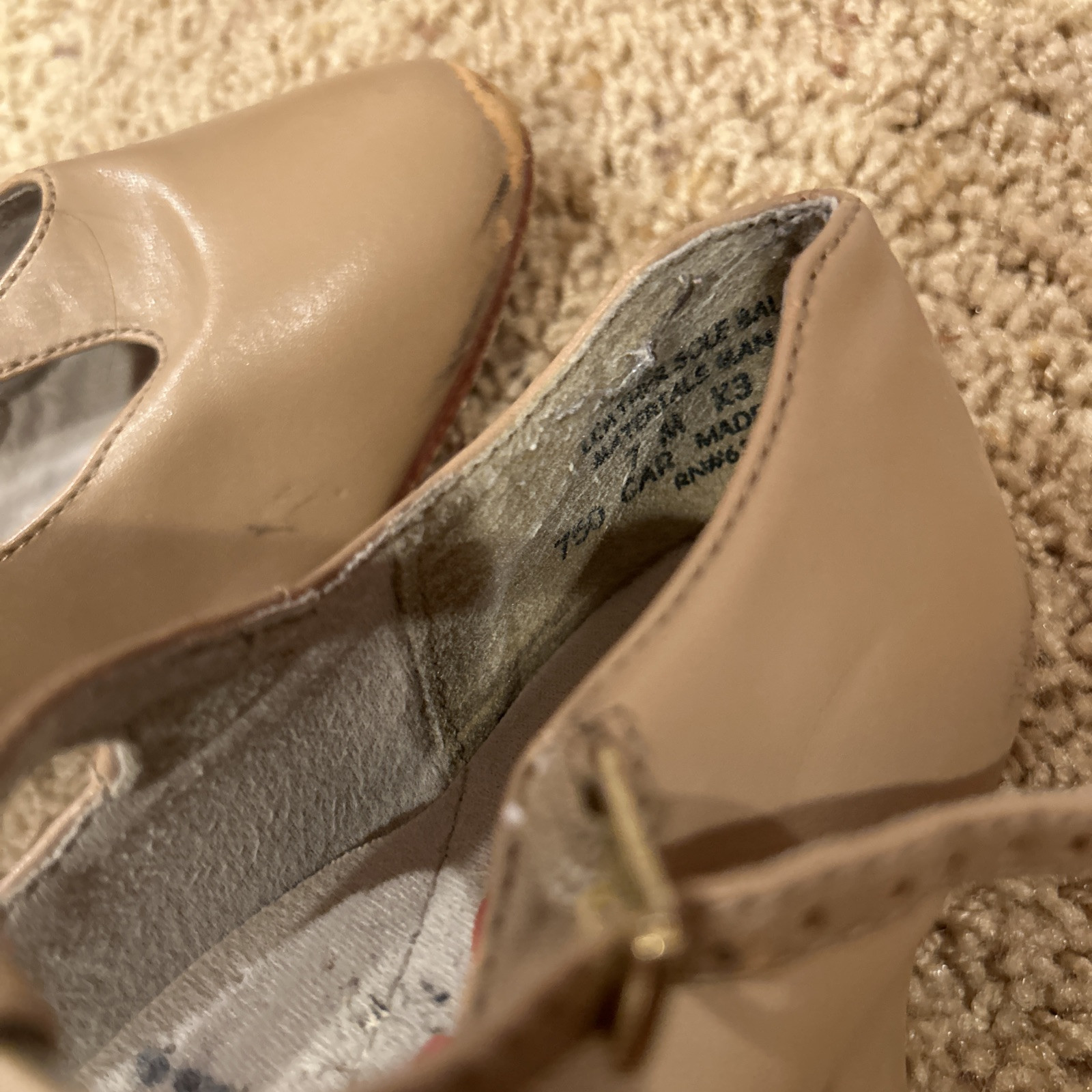 Capezio t strap women’s shoes character nude dance ballroom Footlight