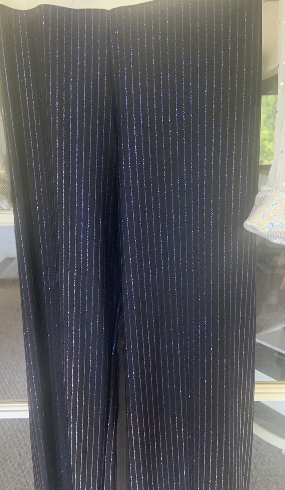 The Lineup Med 2pc Pinstripe Mesh Hologram Vest Blues White Silver Long Sleeve