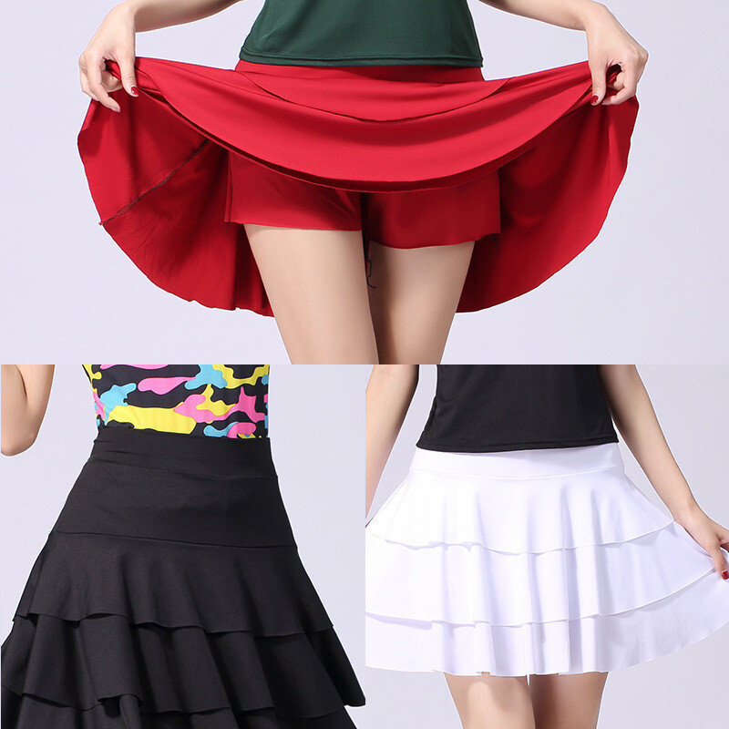 Lady Mini Dance Skirt Layered Tiered Dancewear Performance with Underpants skirt