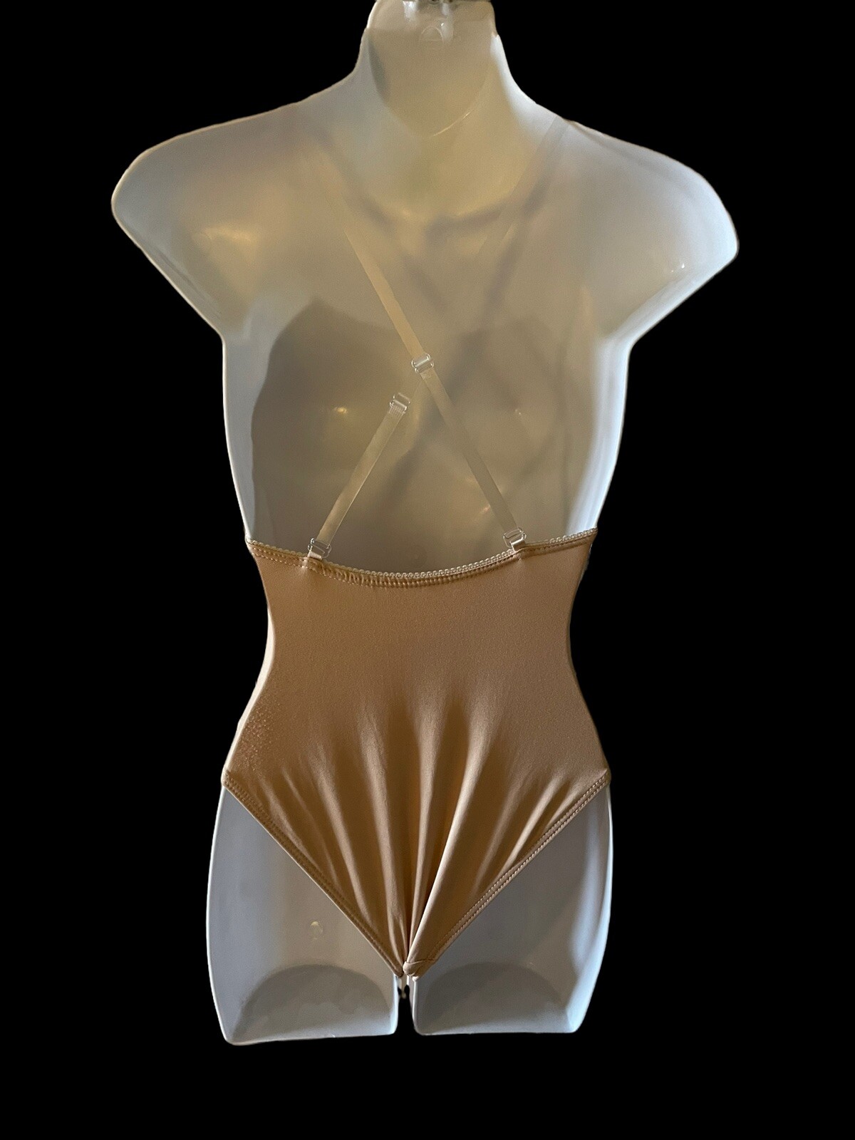 Motionwear 107 Women’s Petite Nude Undergarment Leotard w/ Clear Adj. Straps