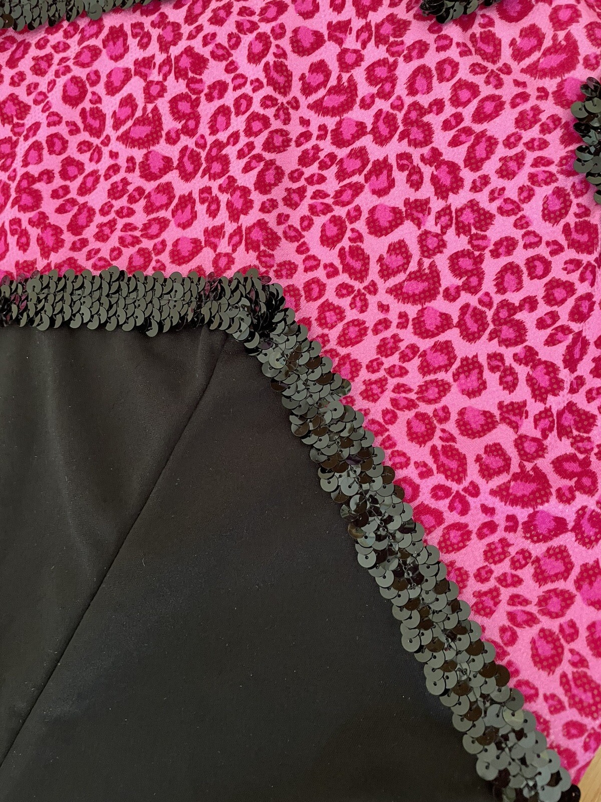 VTG Curtain Call Costumes Child-XL Leopard Hot Pink & Black Unitard Performance