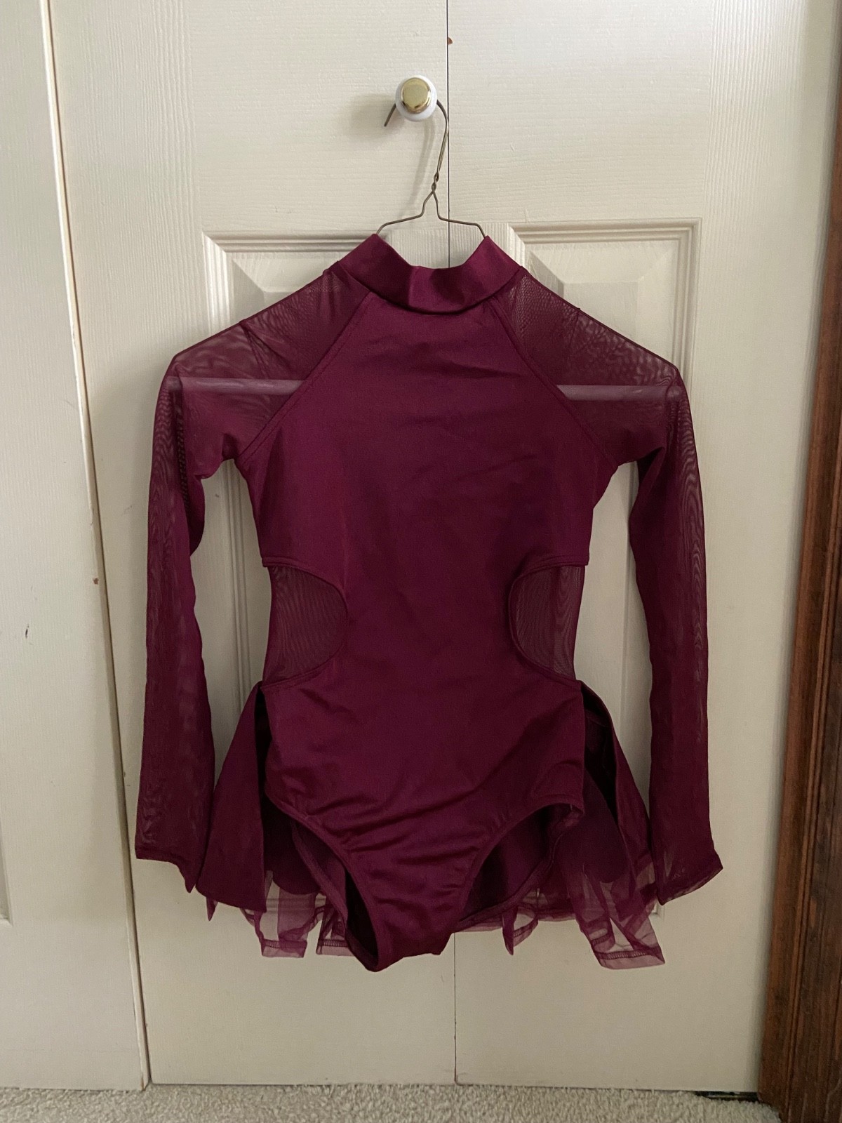 Weissman Balera Lustre Back Bustle Leotard burgundy medium child jazz costume