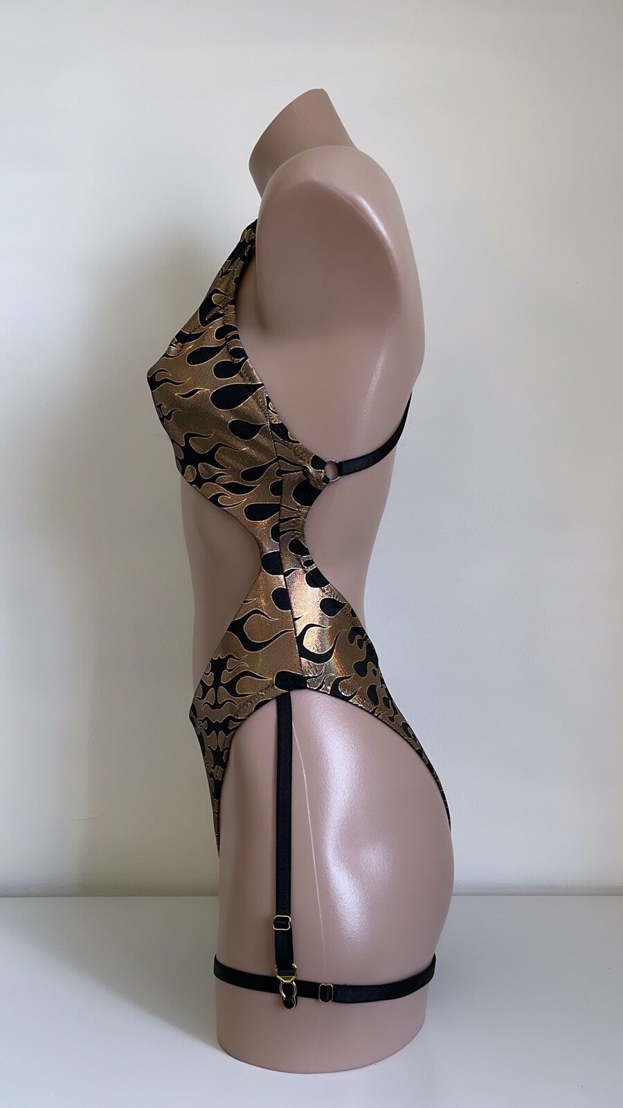 Schminke 🔥 dance wear flame fire monokini pole-wear hologram bodysuit one-piece