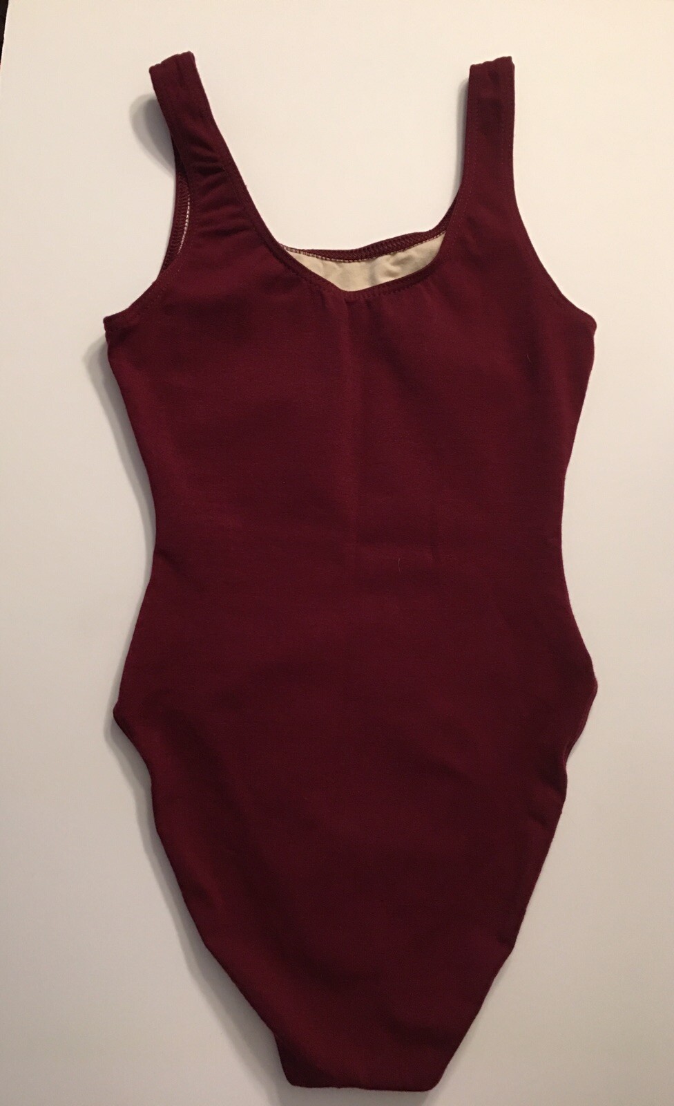 Cotton Lycra Tank Leotard Burgundy Small Adult Lined Bodice Dance Cosplay
