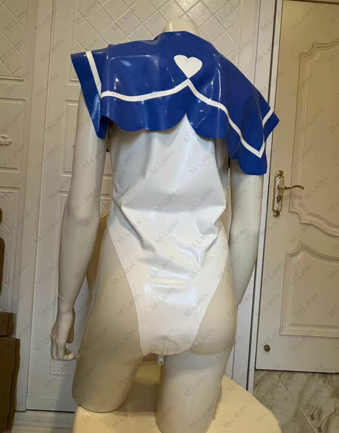 Latex Rubber Gummi sailor cosplay high cut Leotard bodysuit bow customized #1427