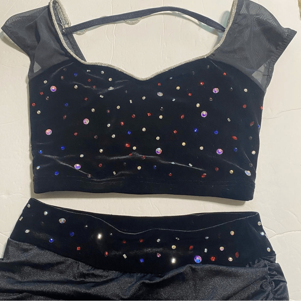 Weissman Elite dance costume 2 piece black Velvet Who Owns My Heart 17834 SA