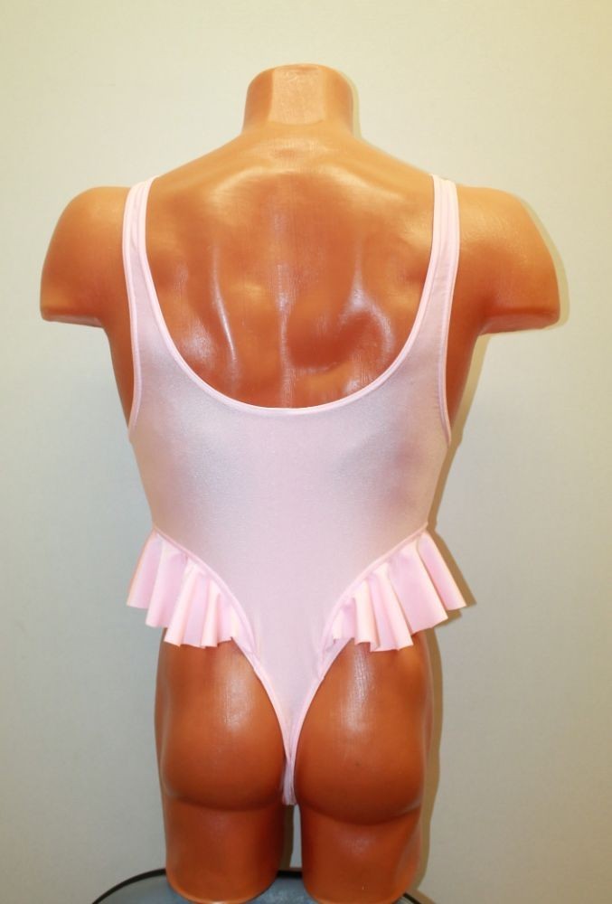 Men Thong Leotard 151-93 Flirty Skirt Light Pink Spandex Size M